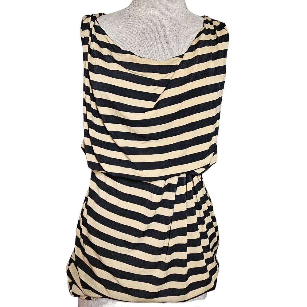 Black and Tan Striped Sleeveless Blouse Size 6